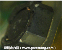 使用銀(Ag)鍍層的電源電感器(Power Inductors)，經(jīng)過推力測試后，零件端點上已經(jīng)看不到任何鍍層的痕跡了，所以其耐推力就比較小。