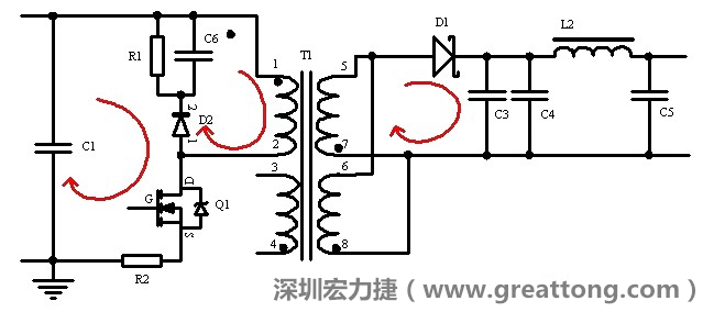元件布局的時(shí)候，要優(yōu)先考慮高頻脈沖電流和大電流的環(huán)路面積，盡可能地減小,以抑制開關(guān)電源的輻射干擾