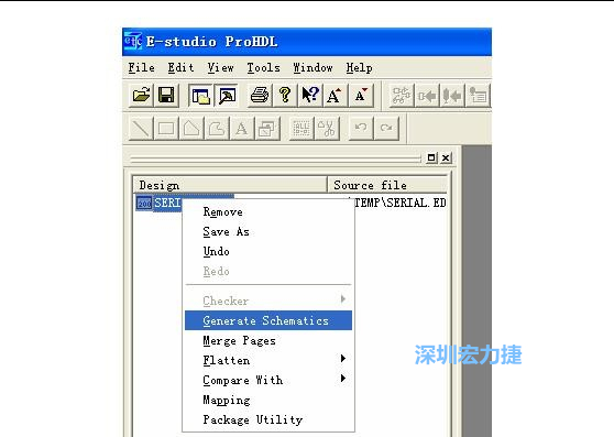 4．右鍵點擊 Serial.EDF 文件，選擇 Generate Schamatics：