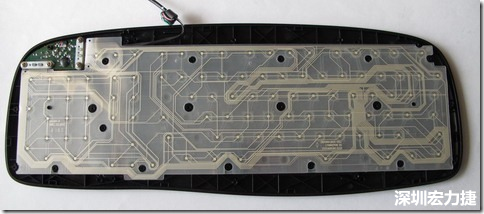 現(xiàn)在的電腦鍵盤拆開被蓋后就只看到一片約5mmx3mm的電路板及兩片取代原本電路板的PTF。