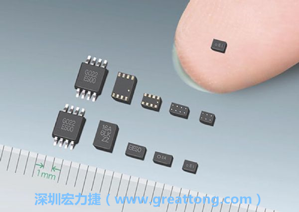 常規(guī)IC與WLP制作的封裝設計元件，尺寸有極大的差異，WLP僅需晶粒尺寸就有相同的電氣特性。