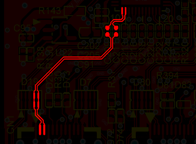 差分線盡量走等長線、等距，避免時序偏差及共模干擾